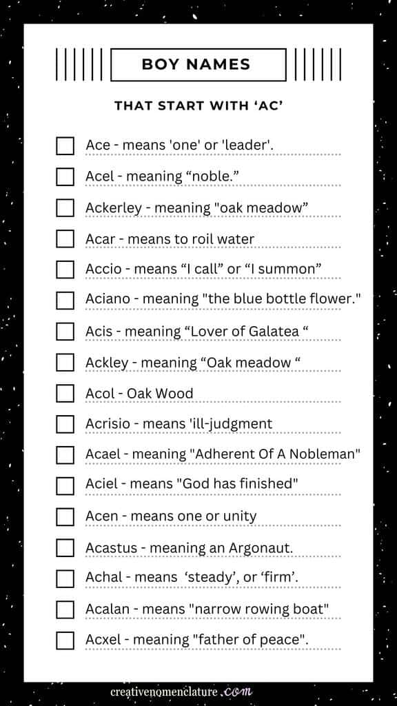 List of 'AC' Names For Boys