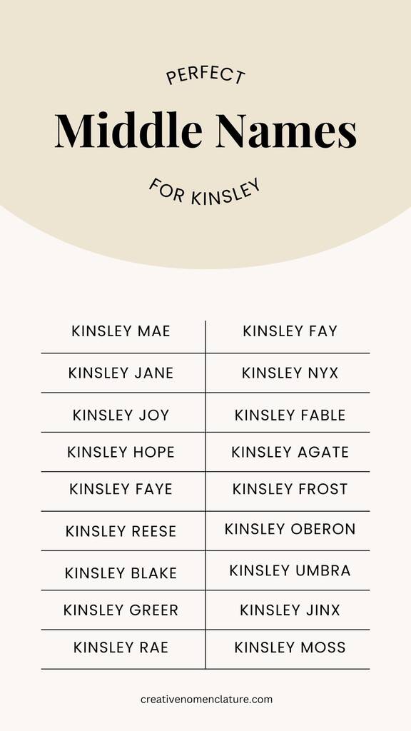 Top Middle Name Suggestions for Kinsley