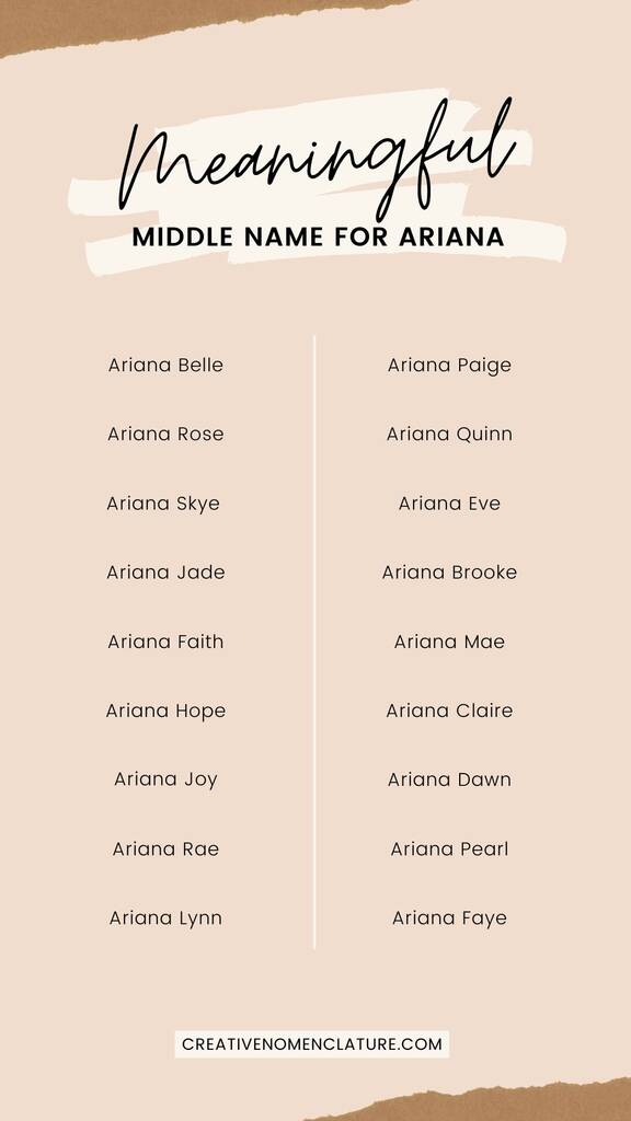 Popular Middle Names for Ariana