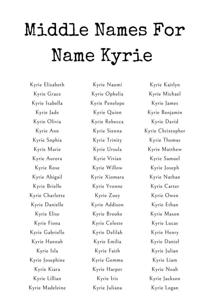 Popular Middle Names for Kyrie