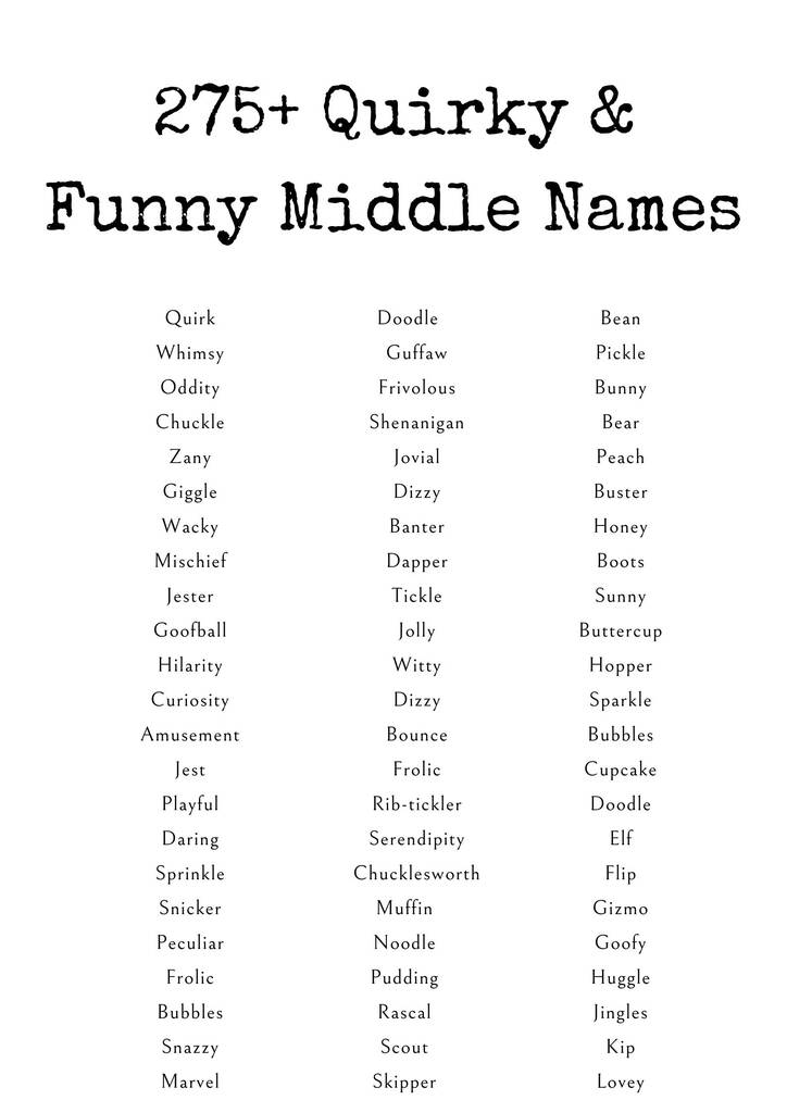 Popular Funny Middle Names